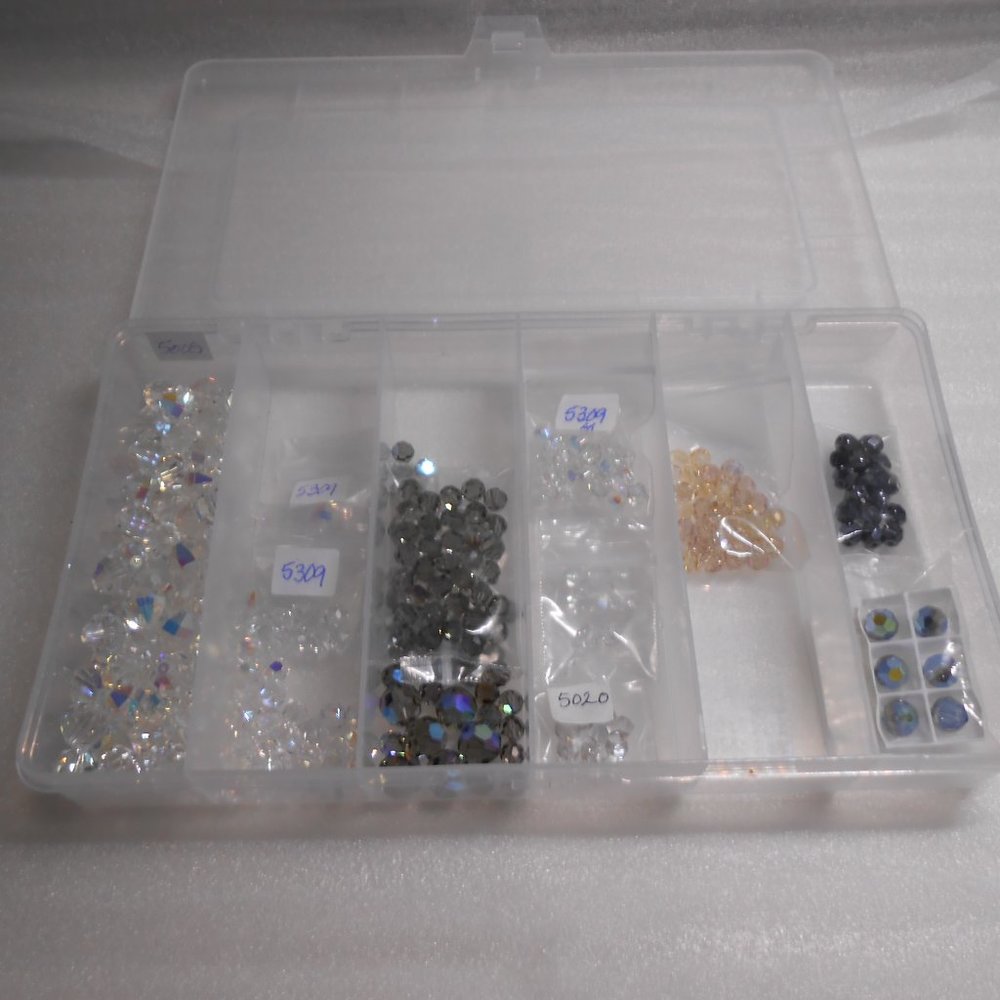 SWAROVSKI CRYSTAL 5000 ROUND BEADS BLACK CLEAR GREY - 229 BEADS